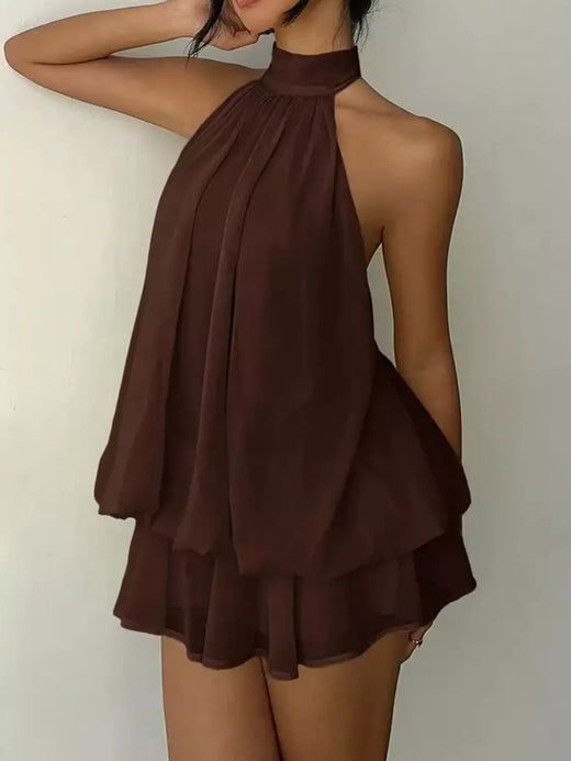 Halter Neck Chiffon Mini Dress - alternate view 5