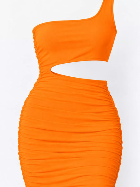 One-Shoulder Cutout Ruched Bodycon Mini Dress - alternate view 94