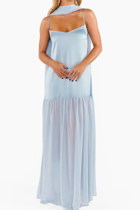 Adjustable Strap Maxi Cami Dress with Scarf