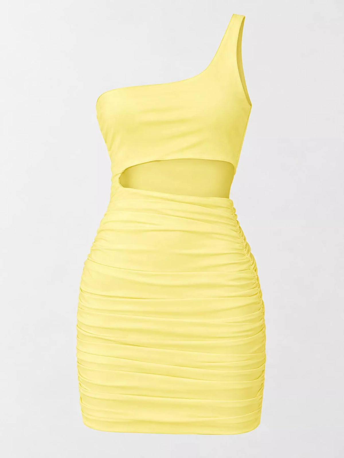 One-Shoulder Cutout Ruched Bodycon Mini Dress - alternate view 17