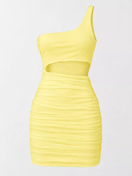 One-Shoulder Cutout Ruched Bodycon Mini Dress - alternate view 17