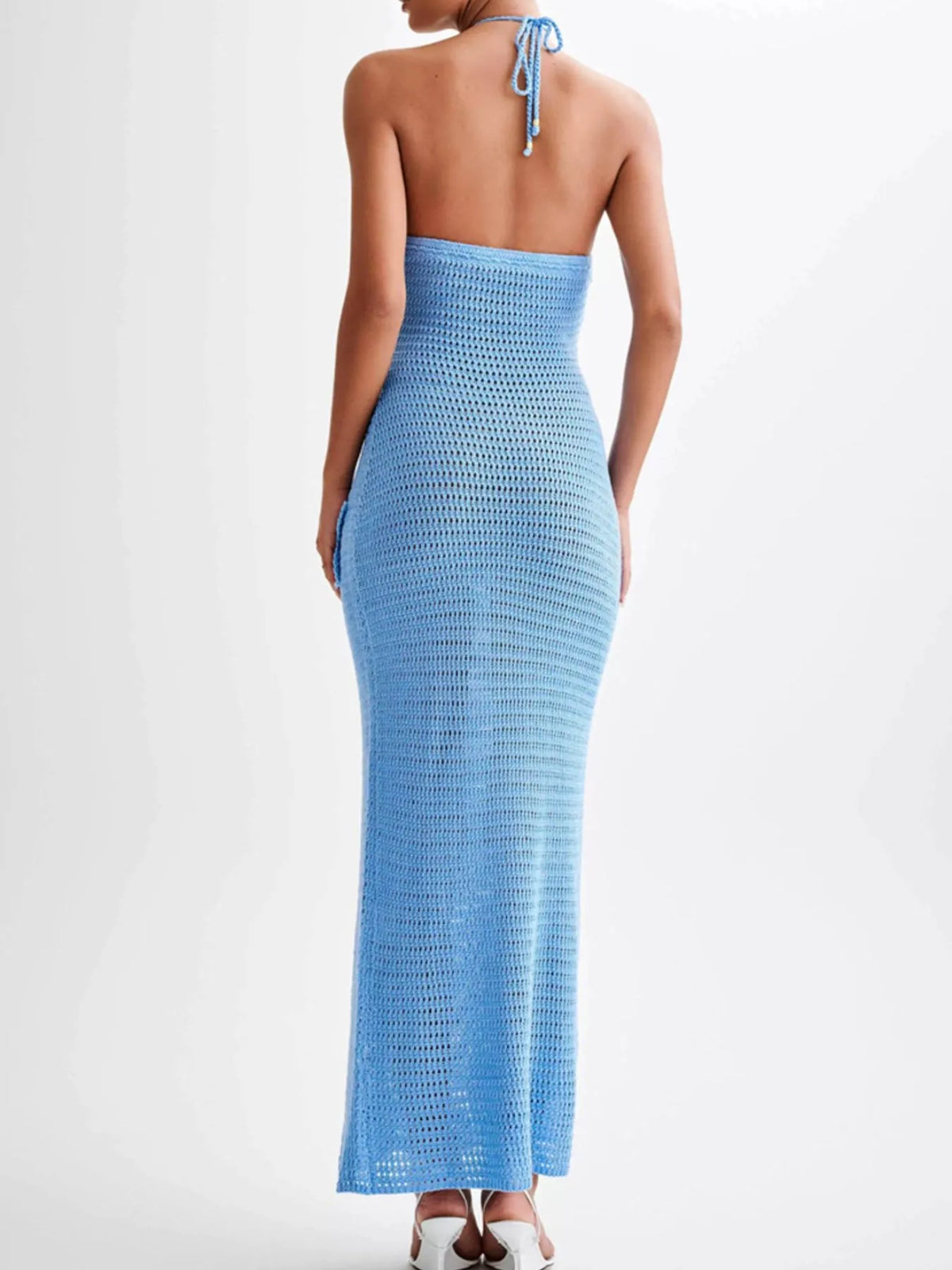 Crochet Floral Halter Knit Cover Up Dress - alternate view 6