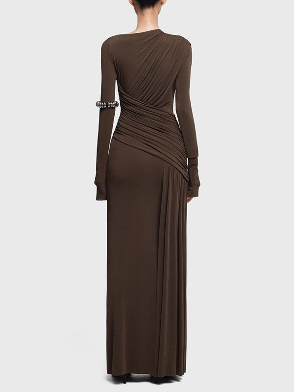 Ruched Long Sleeve Maxi Dress - alternate view 2