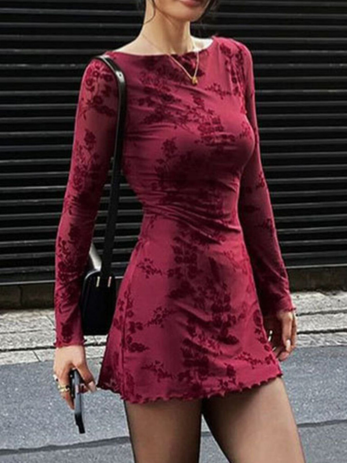 Long Sleeve Bodycon Mini Dress - alternate view 5