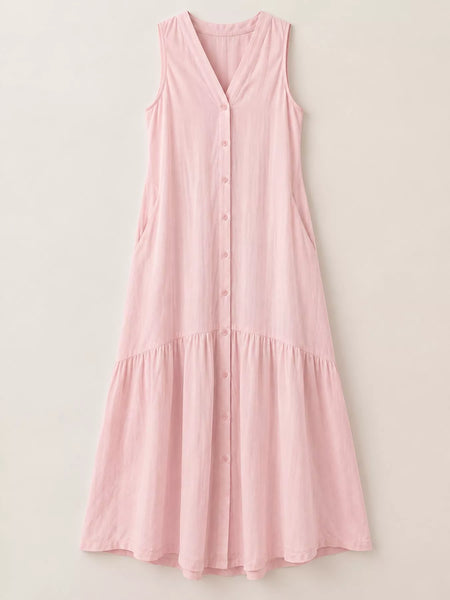 Full Size V-Neck Button Front Sleeveless Midi Dress Plus Size - alternate view 24