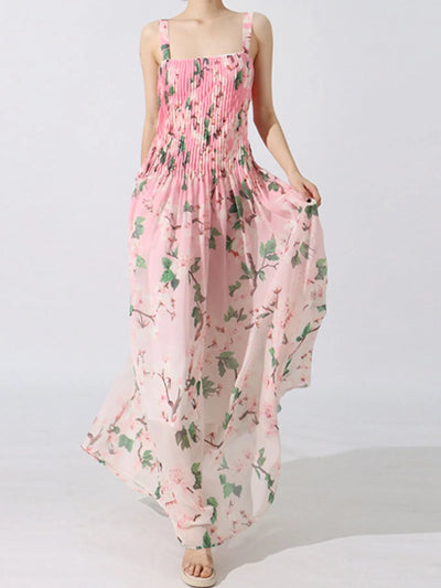 Floral Print Pleated Maxi Dress - alternate view 4