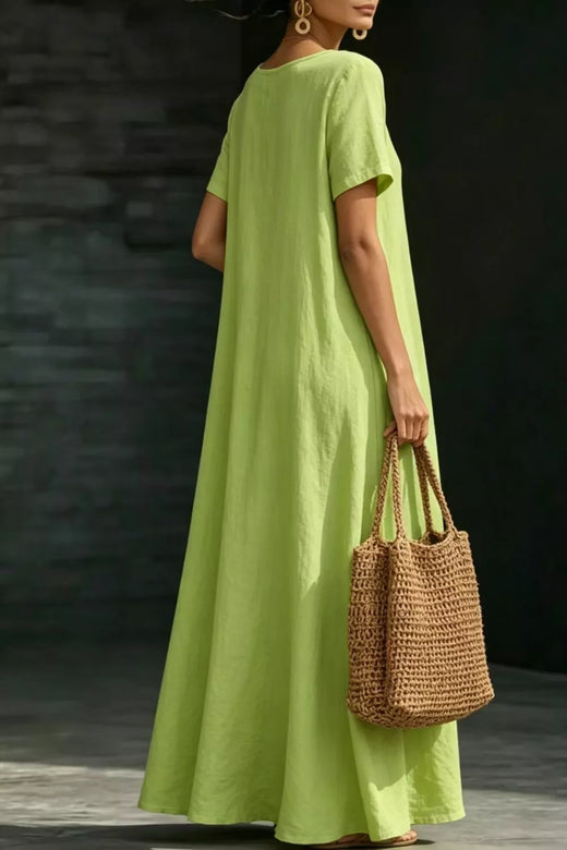 Full Size Casual Loose Short Sleeve Maxi Dress - alternate view 2