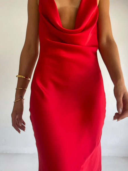 Halter Neck Satin Maxi Dress - alternate view 18