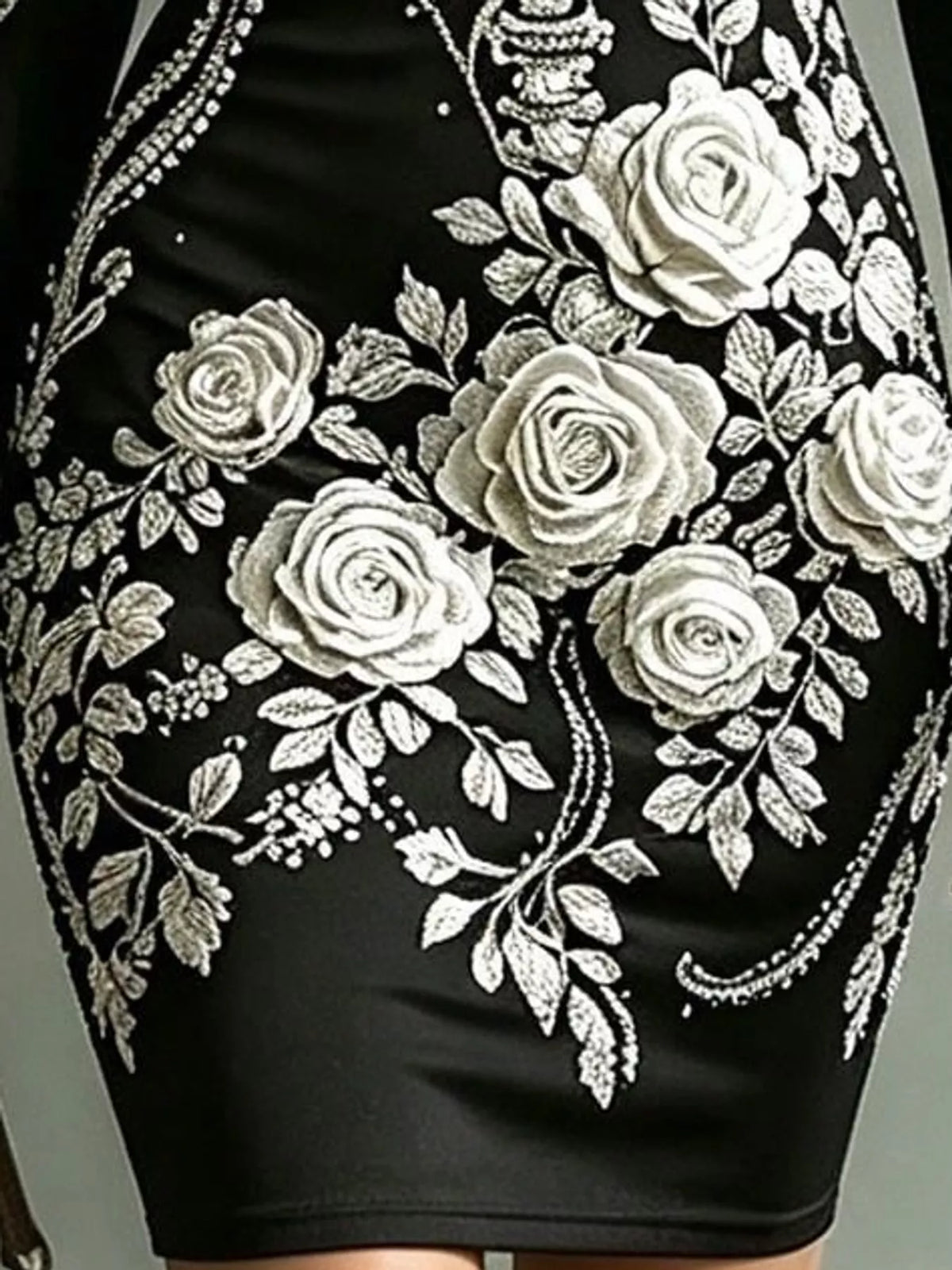 Skeleton Floral Long Sleeve Bodycon Dress - alternate view 5
