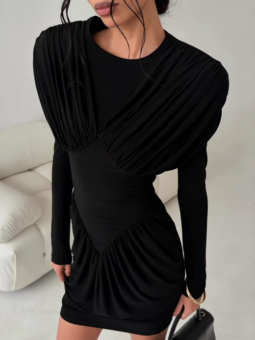 Ruched Long Sleeve Bodycon Mini Dress - alternate view 4