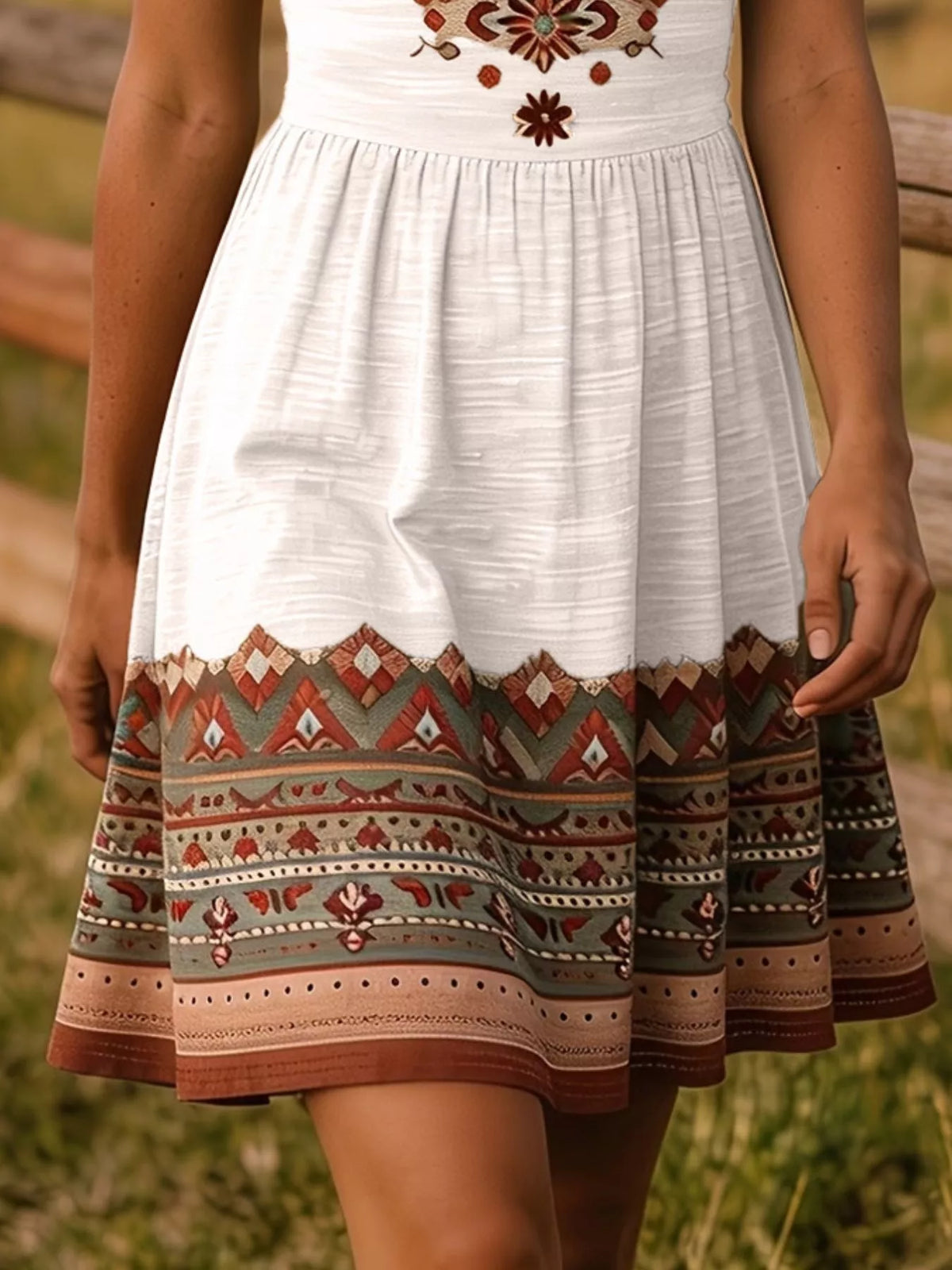 Tribal Print Sleeveless A-Line Summer Dress - alternate view 3