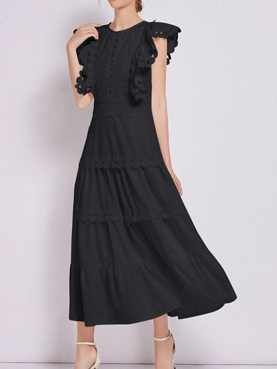 Sleeveless Ruffled Tiered Dress with Embroidered Trim - alternate view 12