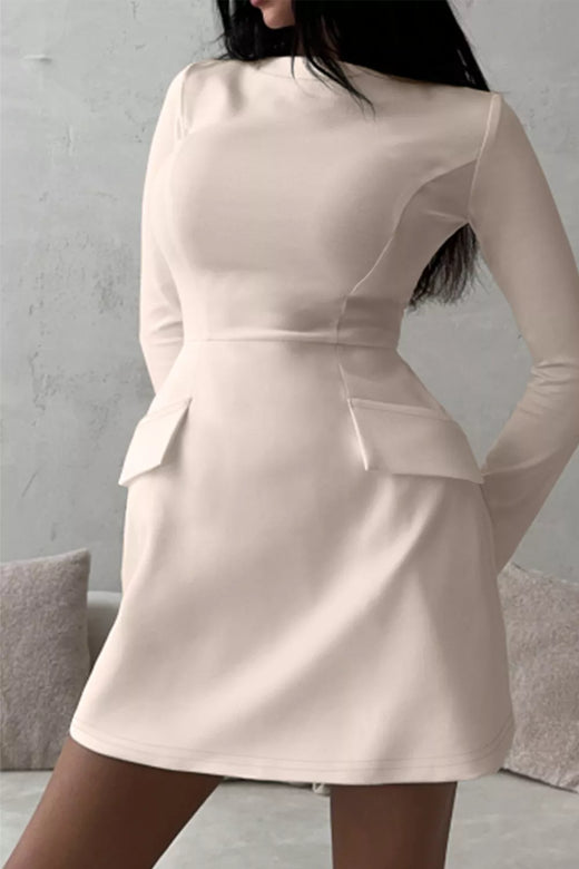 Long-Sleeve Mini Dress with Flap Pockets - alternate view 5