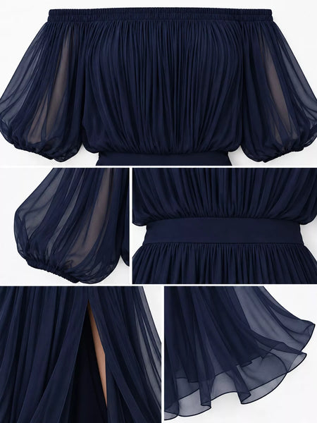 Full Size Off-Shoulder Ruched Chiffon Maxi Dress Plus Size - alternate view 10