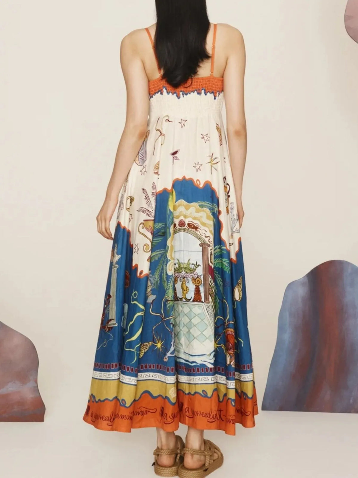 Printed Square Neck Maxi Cami Dress - alternate view 6