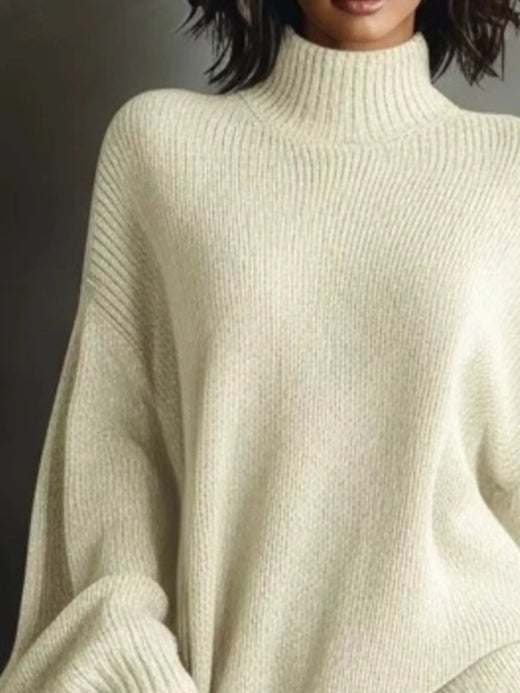 Oversized Mock Neck Long Sleeve Sweater Dress - alternate view 6