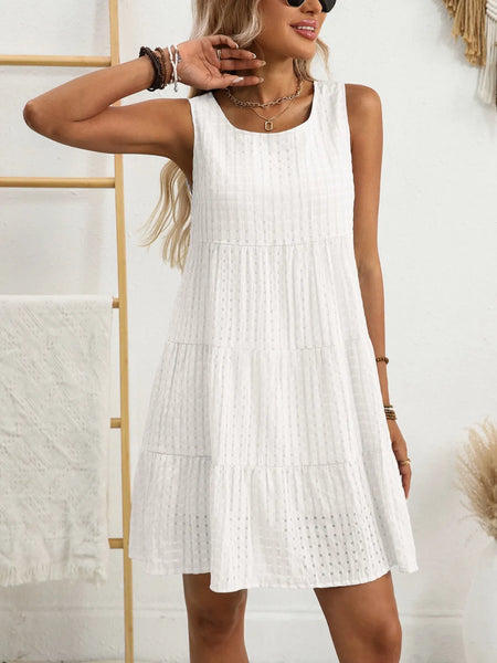 Plaid Round Neck Sleeveless Mini Dress - alternate view 10