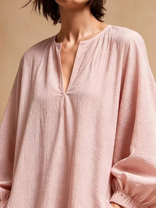 Casual Loose-Fit Balloon Sleeve Mini Dress with Pockets - alternate view 2