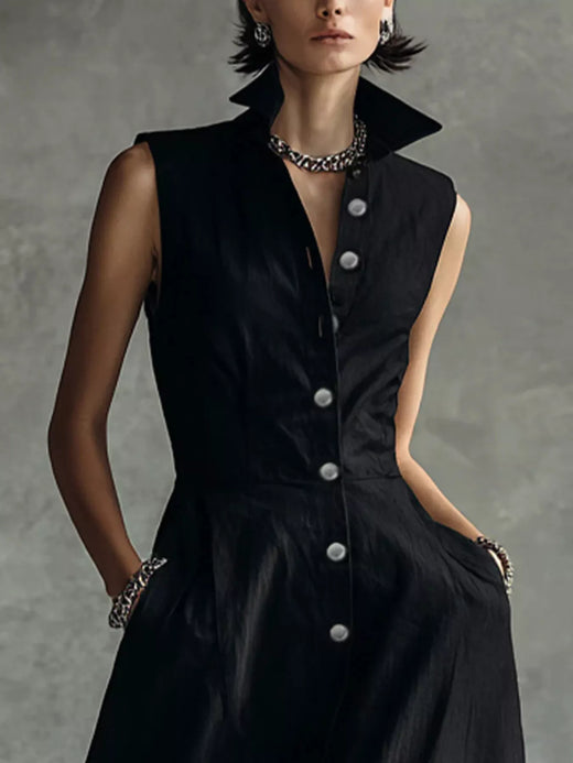 Sleeveless Button-Down Midi Shirt Dress - alternate view 3