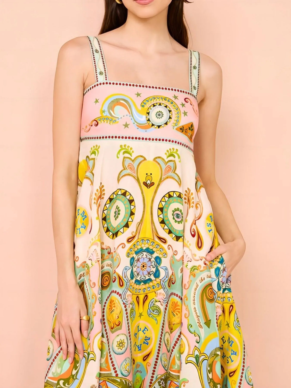 Paisley Print Square Neck Summer Dress - alternate view 3