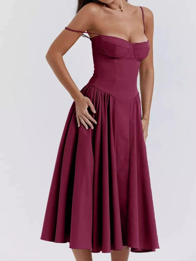 Sweetheart Neck Ruched Midi Dress - alternate view 12