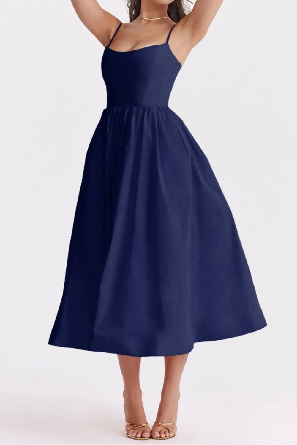 Floral Print Spaghetti Strap Midi Dress - alternate view 22