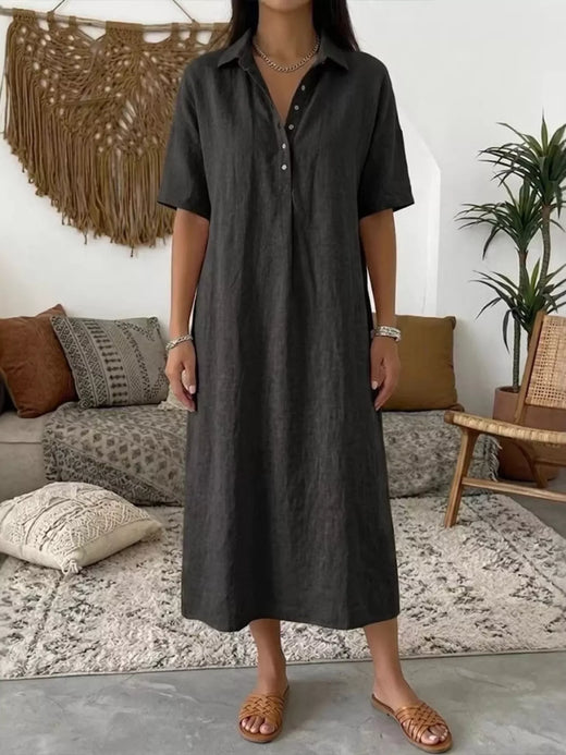 Button Detail Half Sleeve Dress - alternate view 3