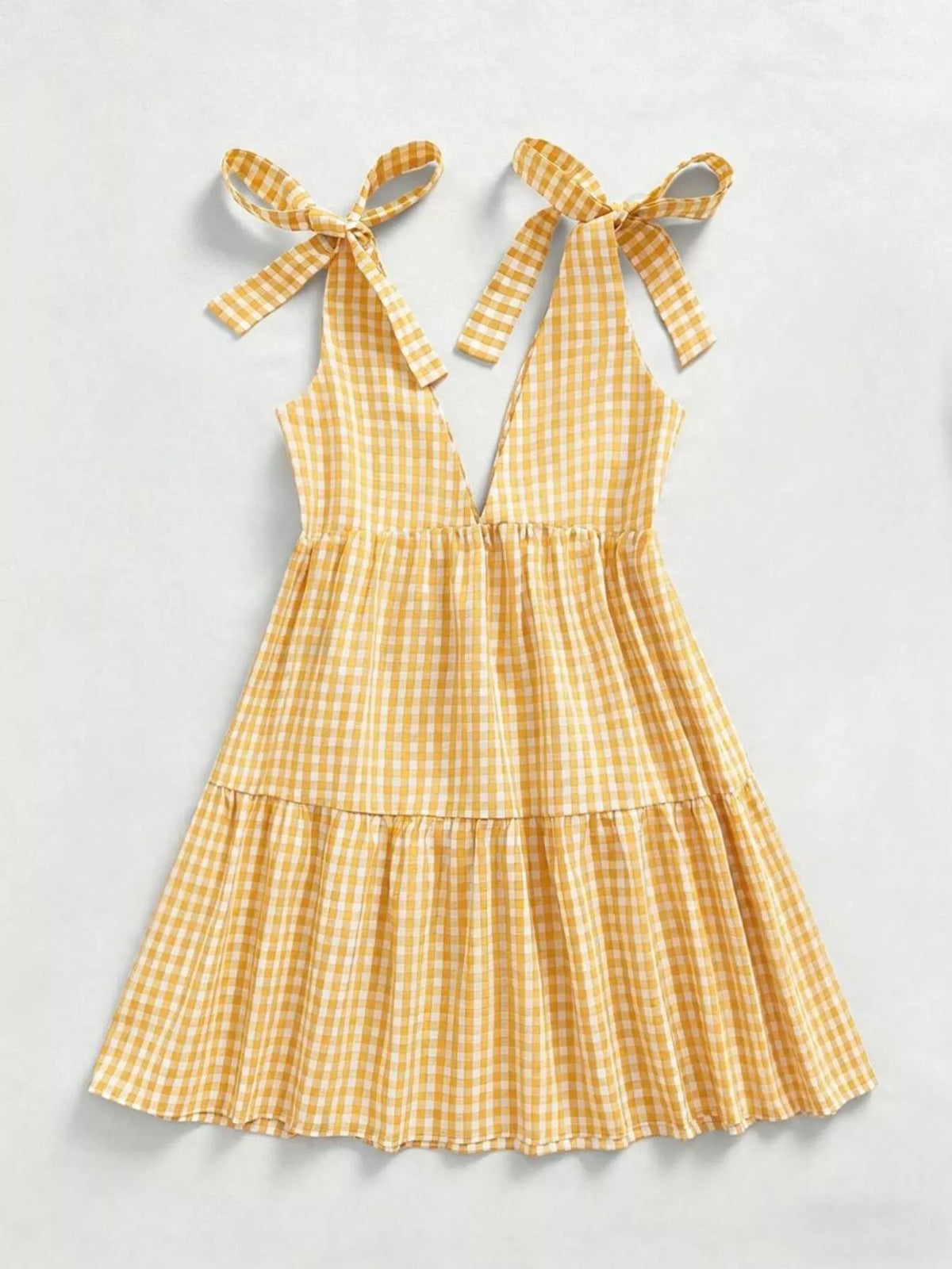 Gingham Tie-Shoulder Mini Dress - alternate view 6