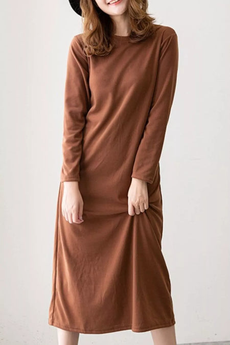 Casual Long Sleeve Midi Dress - alternate view 4