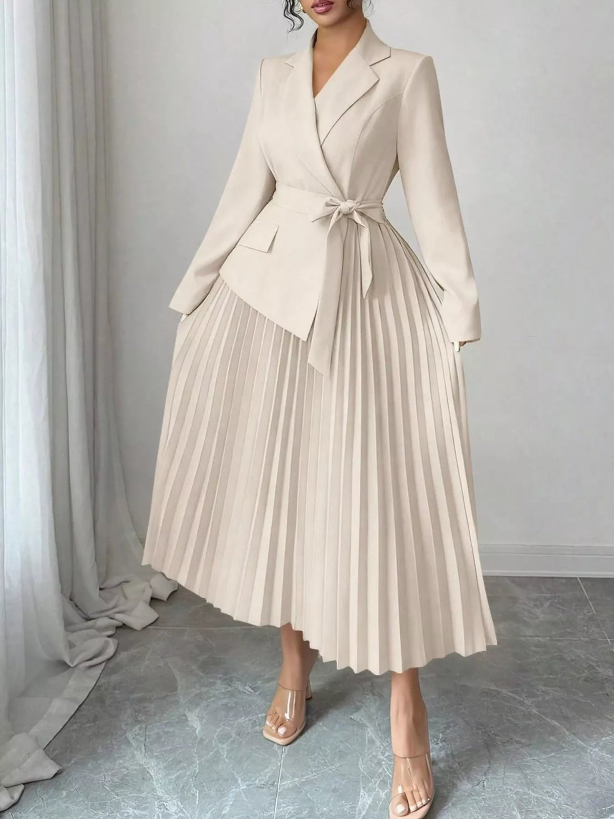 Blazer-Style Pleated Midi Dress - alternate view 5
