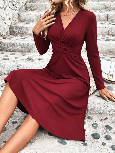 Full Size Ruched Front Midi Dress Plus Size - alternate view 18