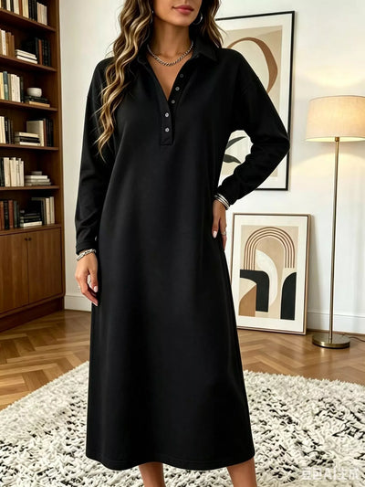 Polo Collar Long Sleeve Midi Dress - alternate view 19
