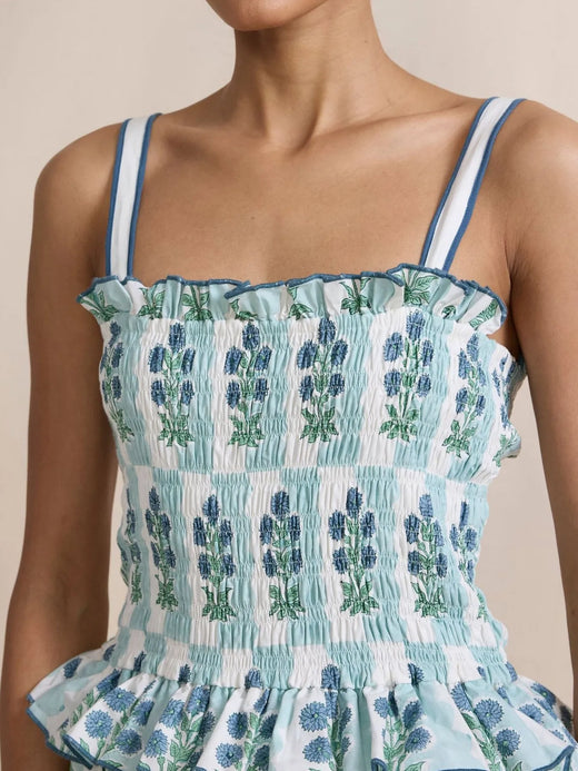 Smocked Ruffled Square Neck Maxi Dress - alternate view 4