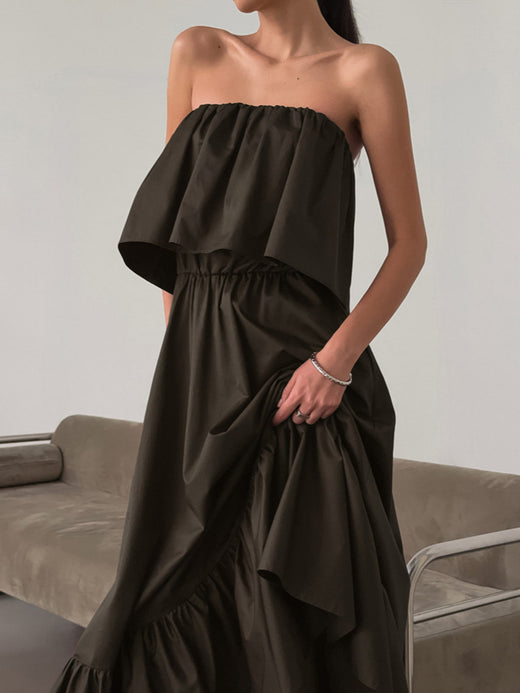 Off-Shoulder Ruffle Hem Maxi Dress - alternate view 3