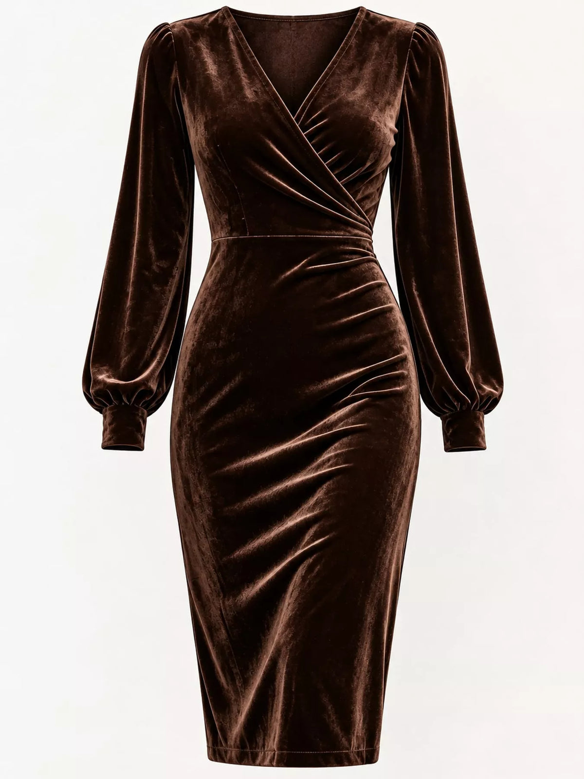 Full Size Velvet Long-Sleeve Wrap Dress Plus Size - alternate view 23