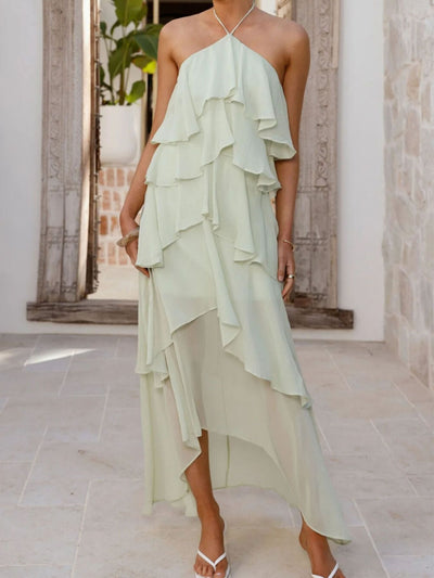 Layered Ruffled Halter Neck Dress - alternate view 4
