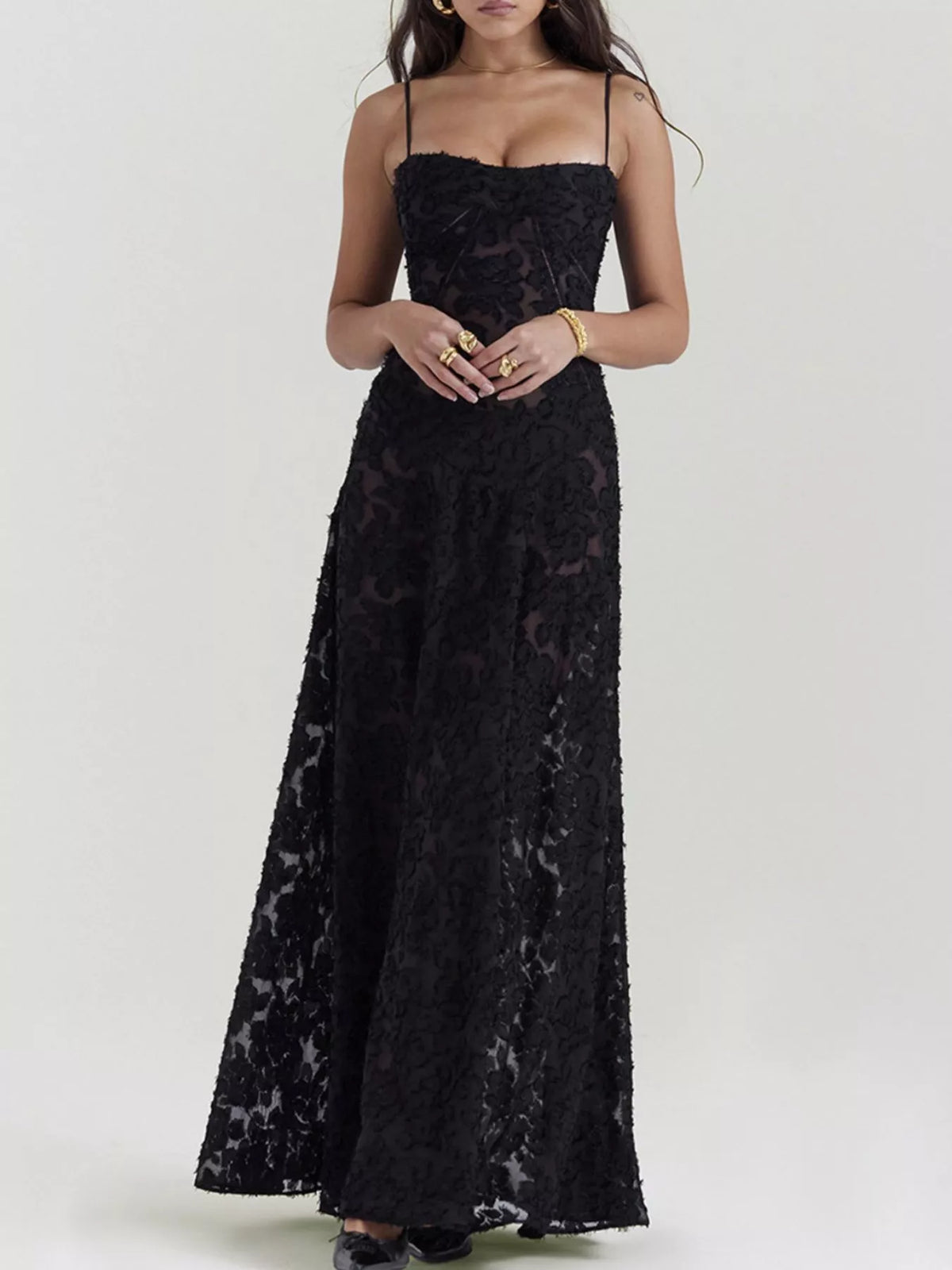 Lace Spaghetti Strap Maxi Dress - alternate view 1