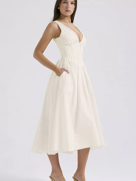 V-Neck Sleeveless Midi Dress - alternate view 23