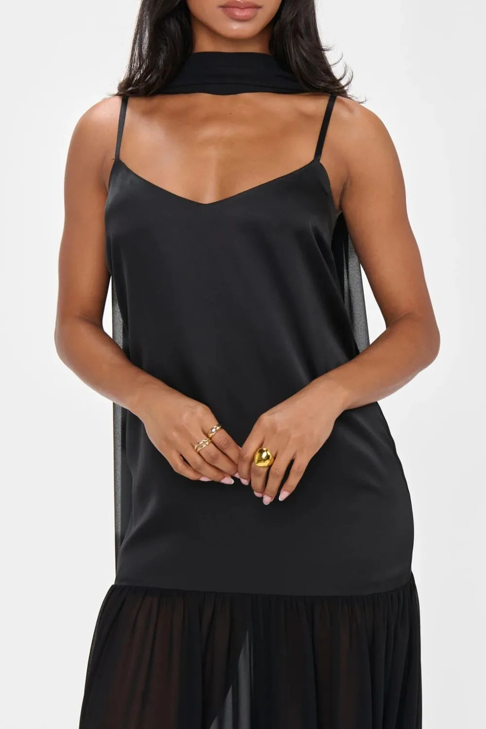 Adjustable Strap Maxi Cami Dress with Scarf - alternate view 12