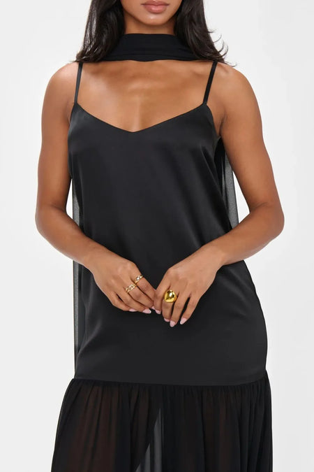 Adjustable Strap Maxi Cami Dress with Scarf - alternate view 12