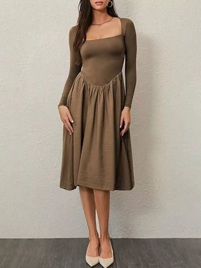 Square Neck Long Sleeve Midi Dress - alternate view 21