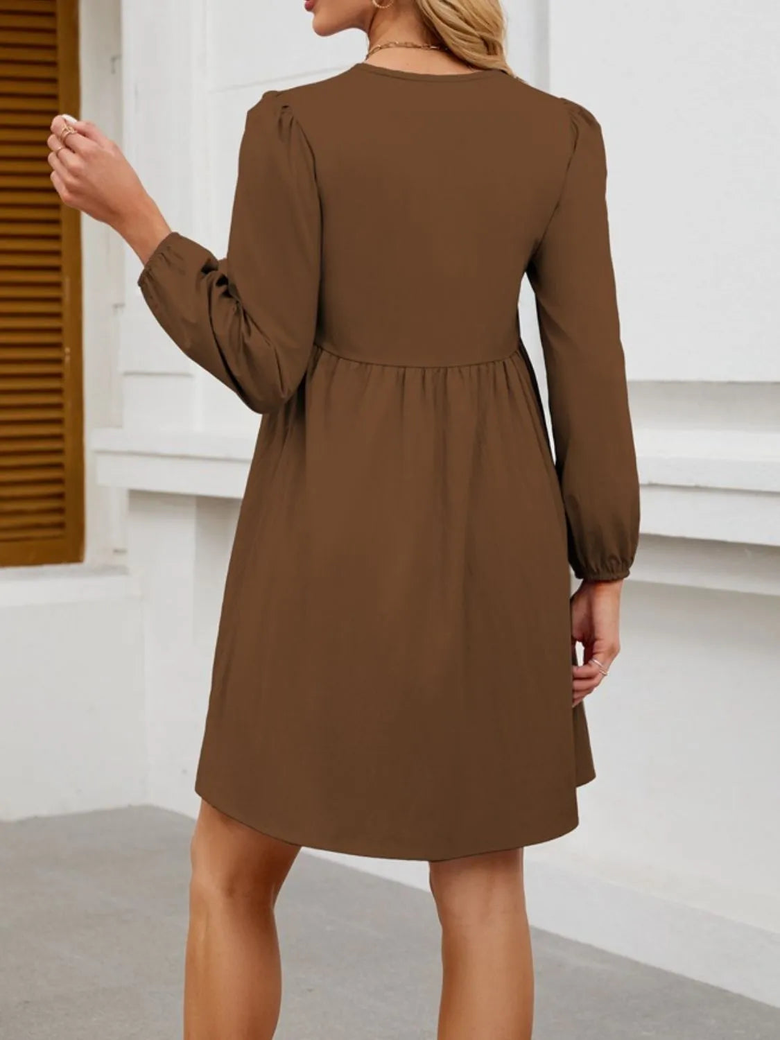 Tie Front Long Sleeve Mini Dress - alternate view 12