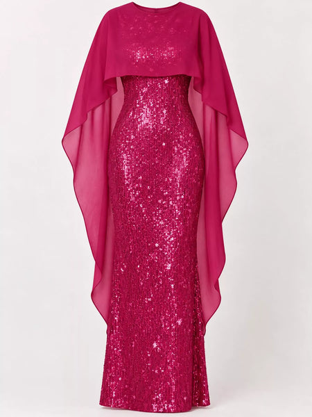 Sequin Cape Overlay Evening Dress - alternate view 30