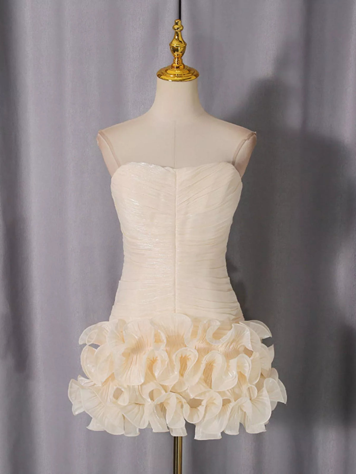 Strapless Ruffle Ruched Mini Dress - alternate view 3