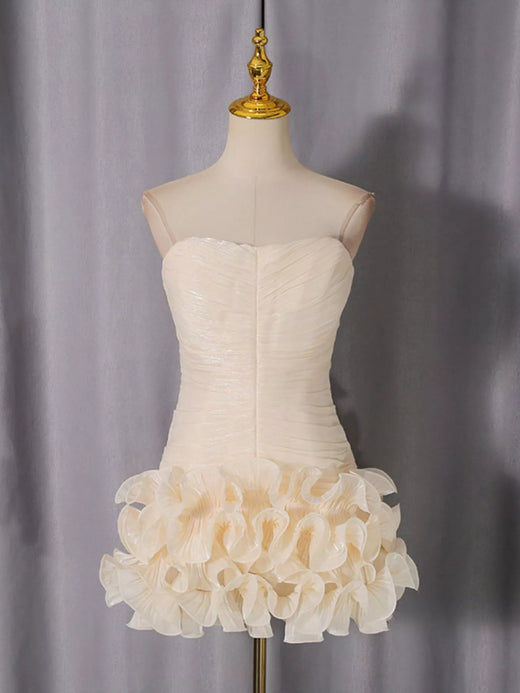Strapless Ruffle Ruched Mini Dress - alternate view 3