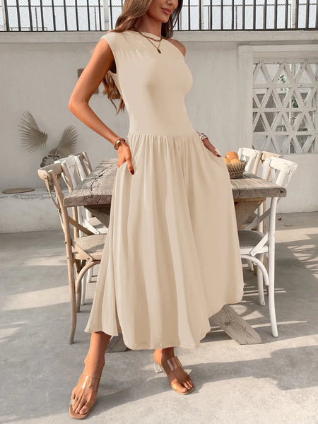 Single Shoulder Dress with Pockets - alternate view 12