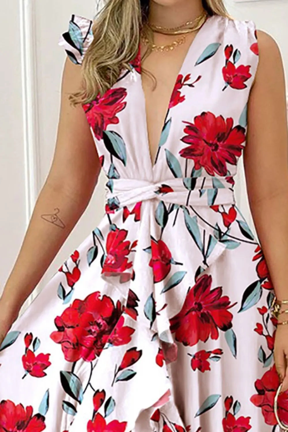 Ruffled Plunge Sleeveless Maxi Dress - alternate view 3