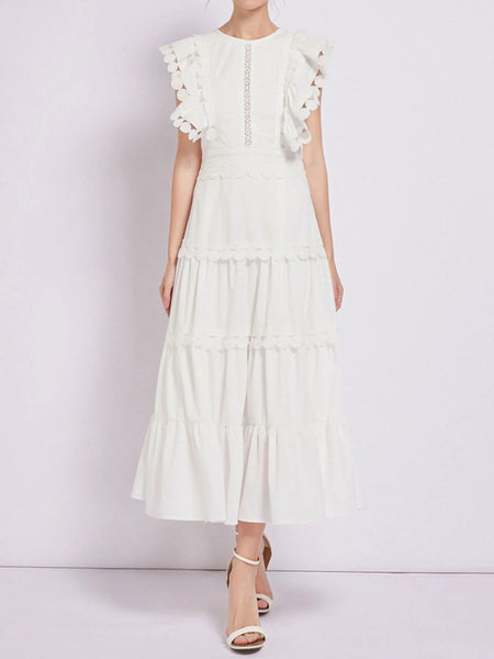 Sleeveless Ruffled Tiered Dress with Embroidered Trim - alternate view 7