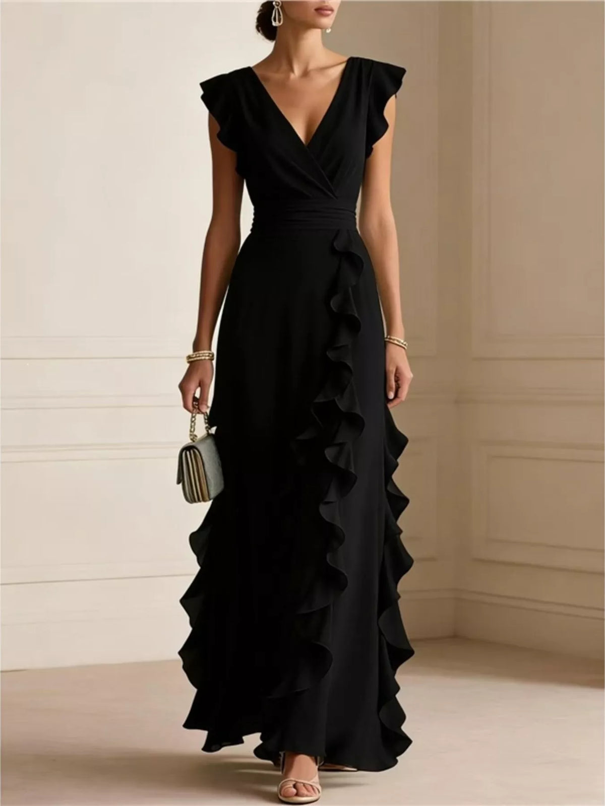 Ruffled Surplice Maxi Dress - alternate view 9