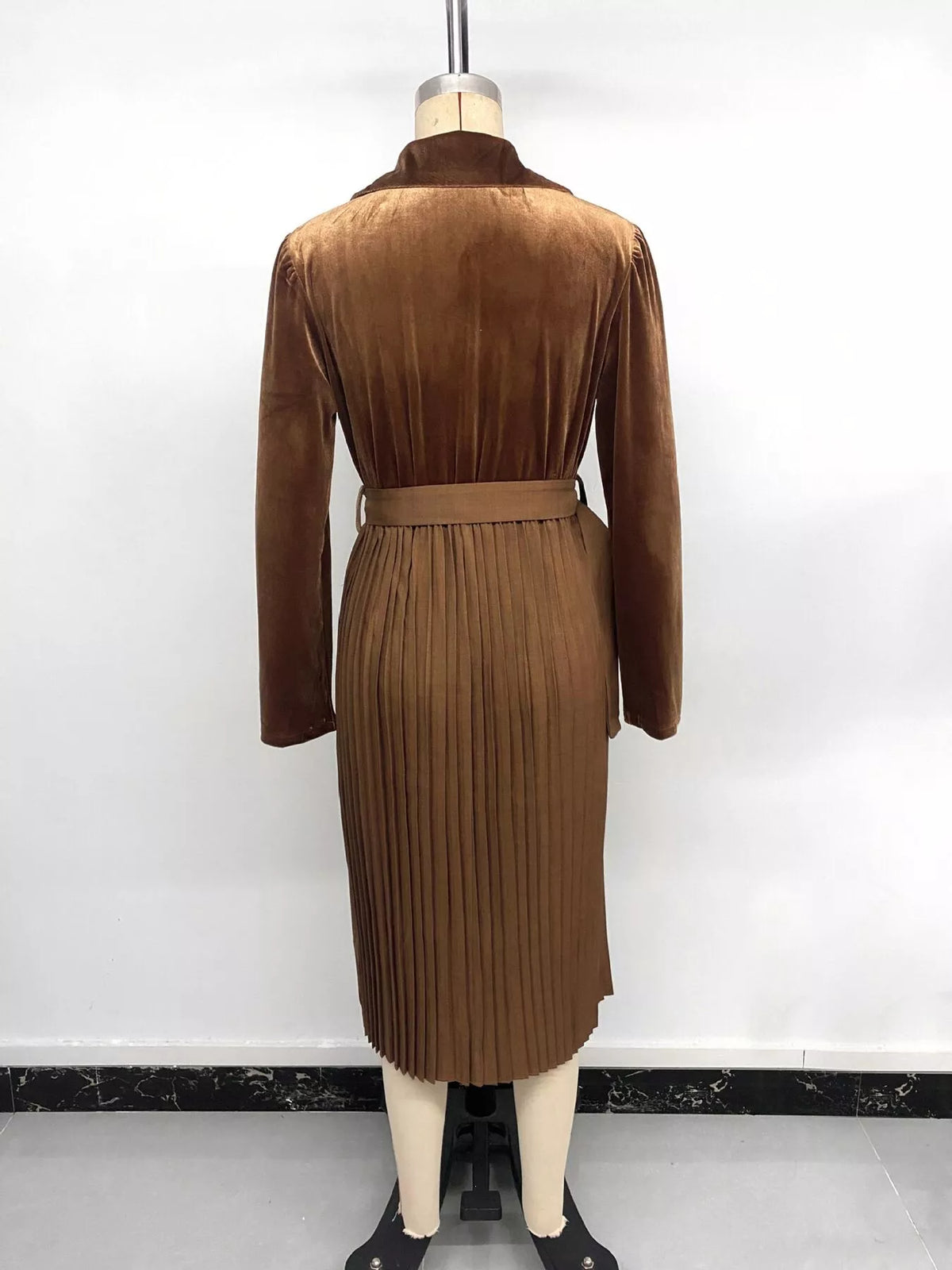 Velvet Pleated Midi Blazer Dress - alternate view 16